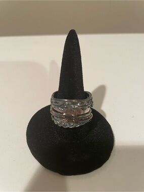 QVC Mixed Metal Multi-Band Women's Ring in Antique Silver and Rose Gold Tones